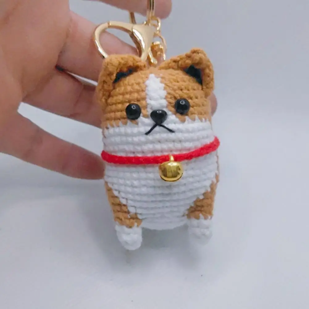 

Hanging Keyring Pendant Crochet Puppy Keychain Bell Decor Schoolbag Pendant Shoulder Bag Decoration Cute Puppy Keychain