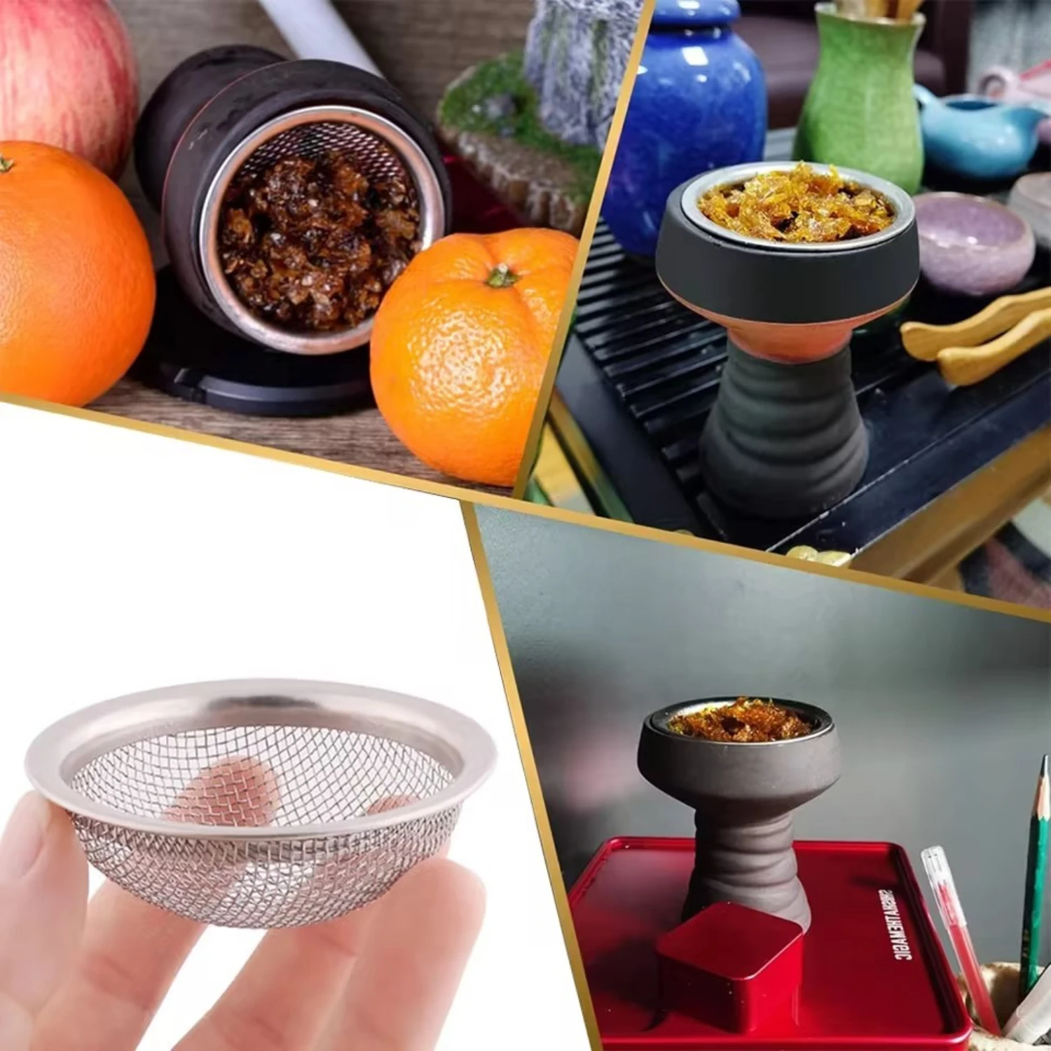 Hookah Accessories Stainless Steel Hookah Filter Screen Shisha Bowl Chicha Narguile Nargile Tobacco Sheesha Smoking Cigarette Accessories 1PC/3PCS