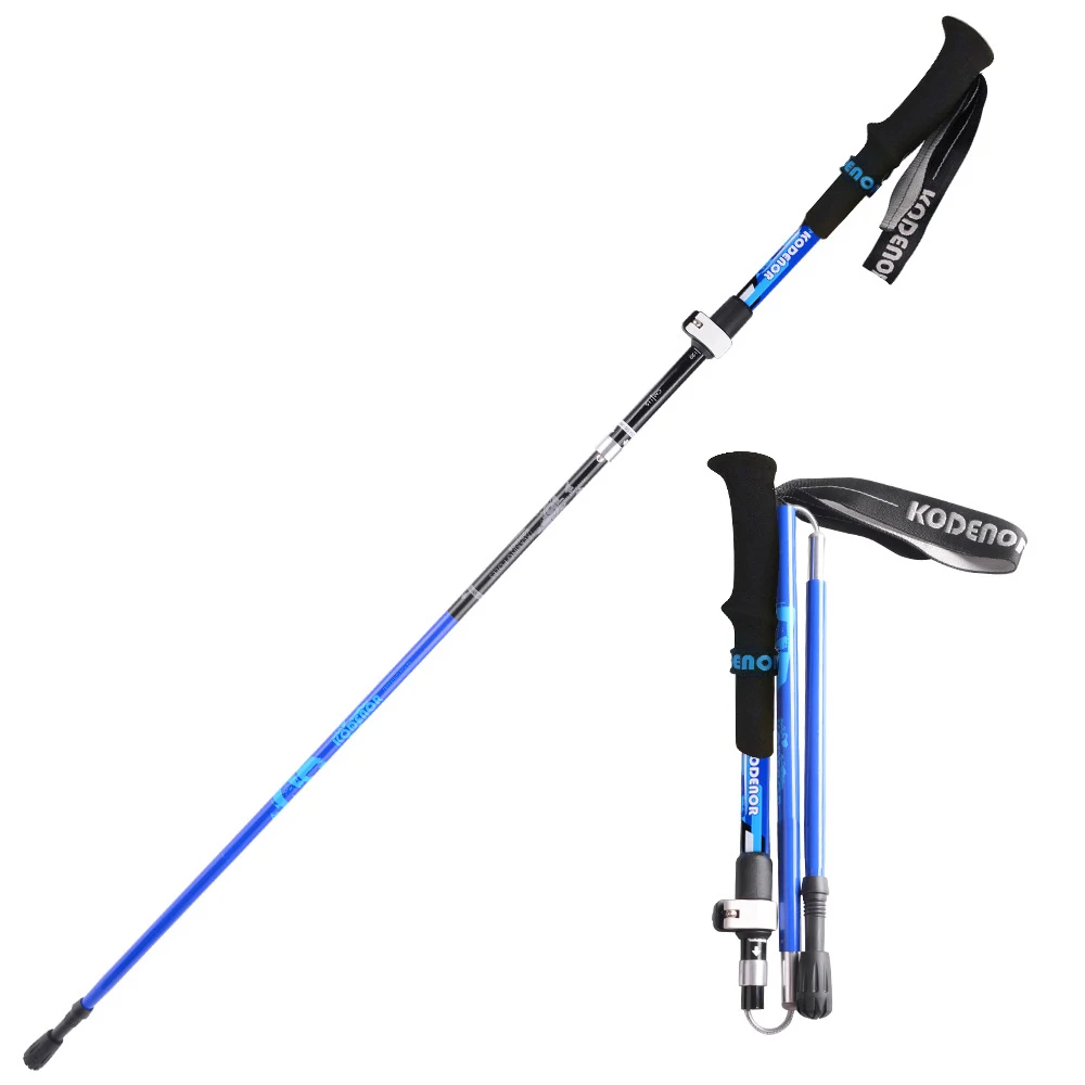2pcs Walking Stick Folding 5 sections Trekking Poles Carbon fiber+aluminum alloy Crutch Outdoor Hiking Walking Cane