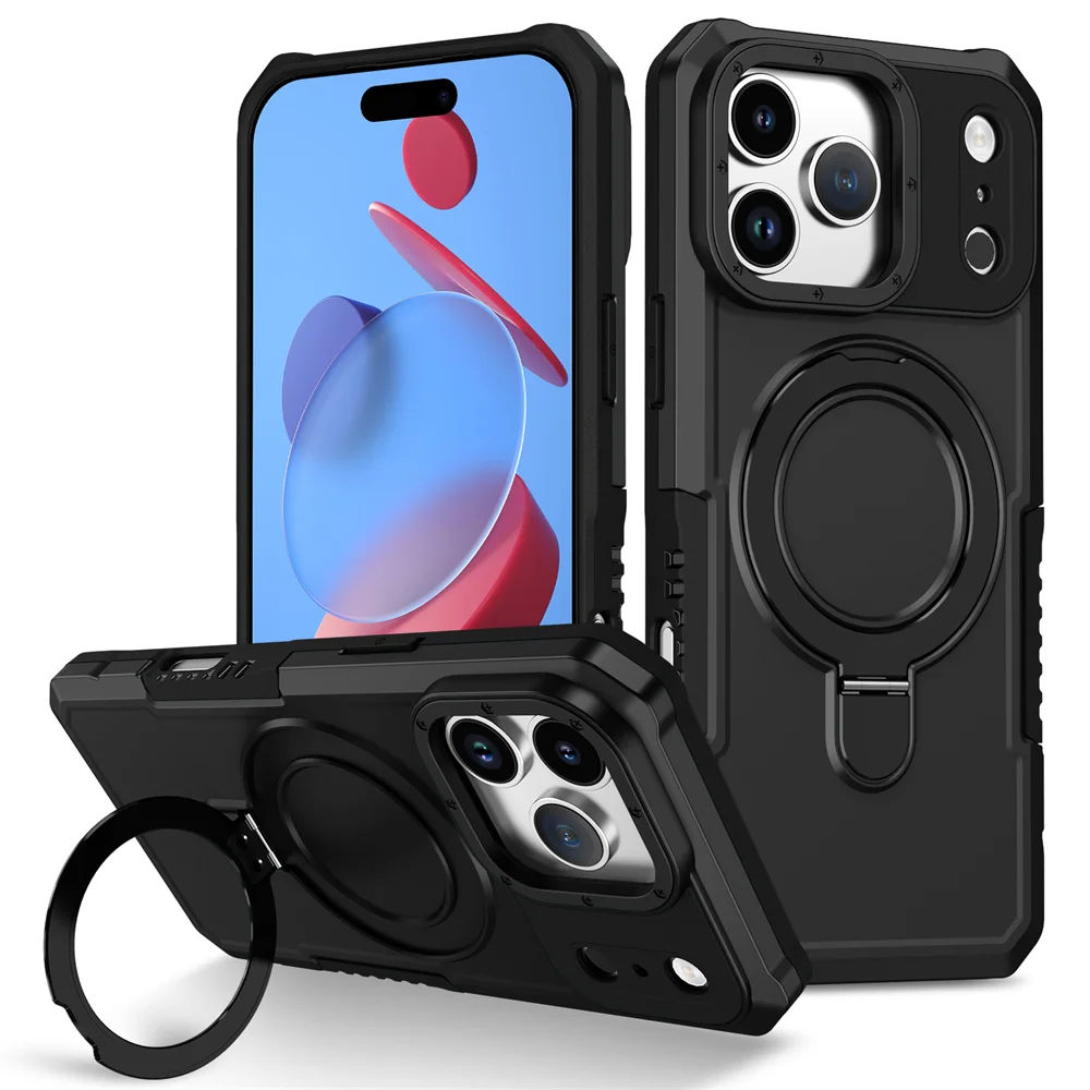 Luxury Anti-Slip Magnetic Stand Phone Case with Double Layer Shockproof Protection