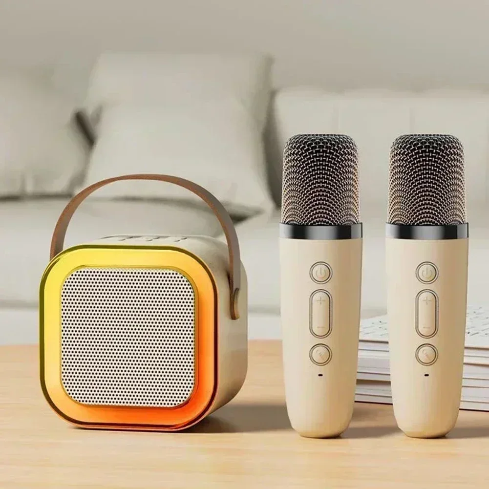 Description Picture 3 of itemK12 Wireless Bluetooth Speaker Multifunction with 2 Microphone RGB Portable Music Player Karaoke Machine for Child Home Gift