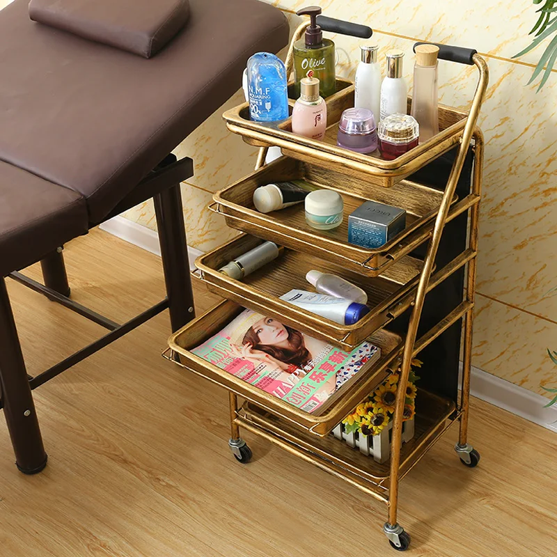 Trolley Storage Auxiliary Cart for Spa Professional Hairdressing Trolley Beauty Salon Furniture Cosmetics Tool with Wheels