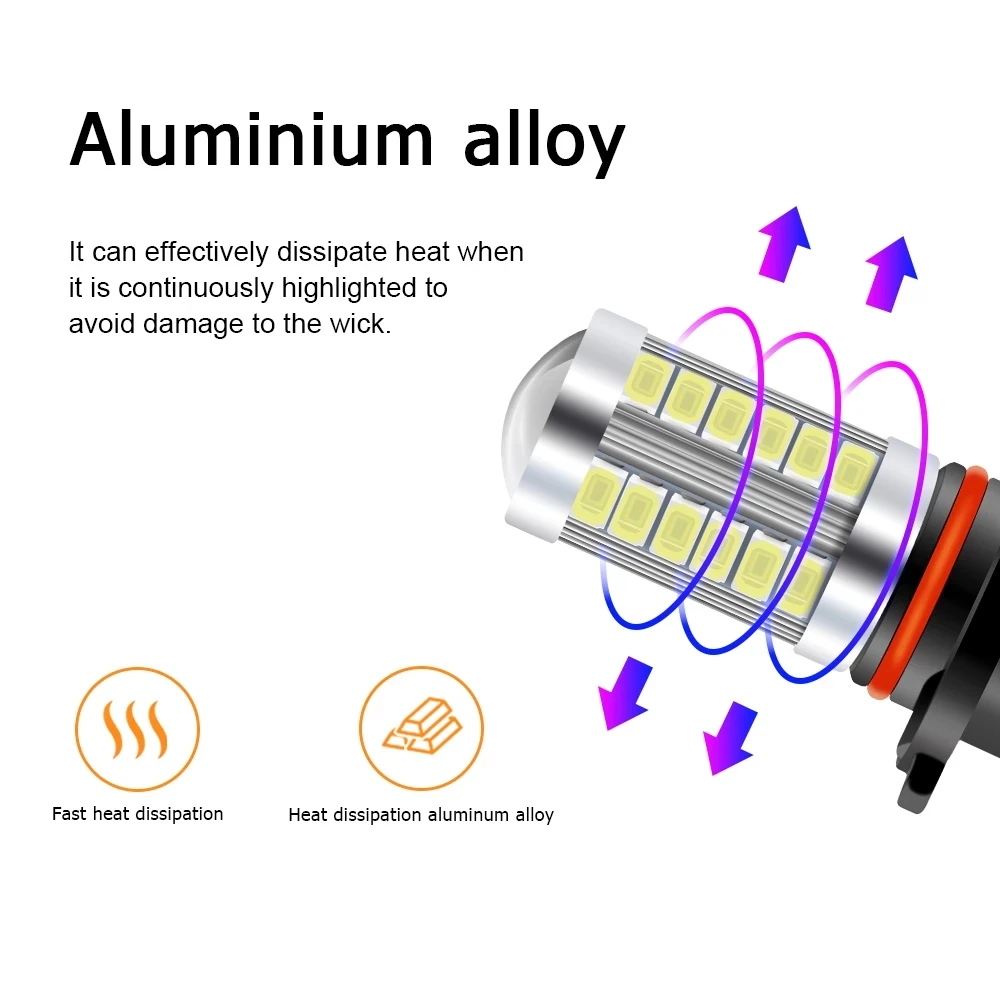 H8 Led H11 9005 HB3 9006 HB4 PSX24W Car LED Fog Headlight Bulbs 6000K White Fog Lamp Day Running Light Auto Front Foglamps 2pcs