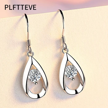 Zircon Water Drop Earrings For Women Silver Color Long Dangle Hanging Earring Female Fashion Ear Jewelry Brincos Birthday Gift