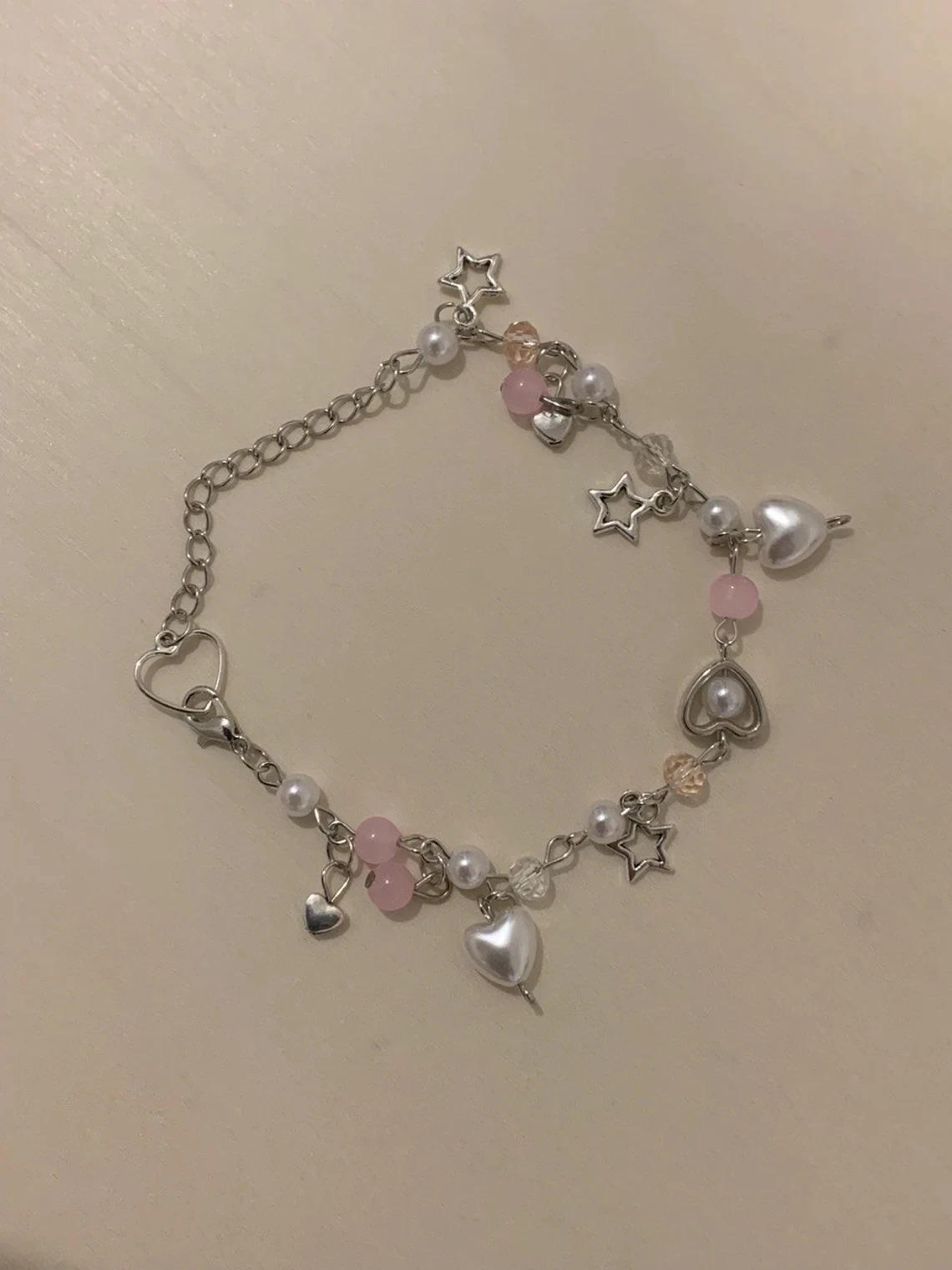 

Fairy Y2K Bracelet | Pink Bead Gifts Bracelet I Beautiful Star Bracelet | Fashion Pearl Heart Star| Christmas Gifts