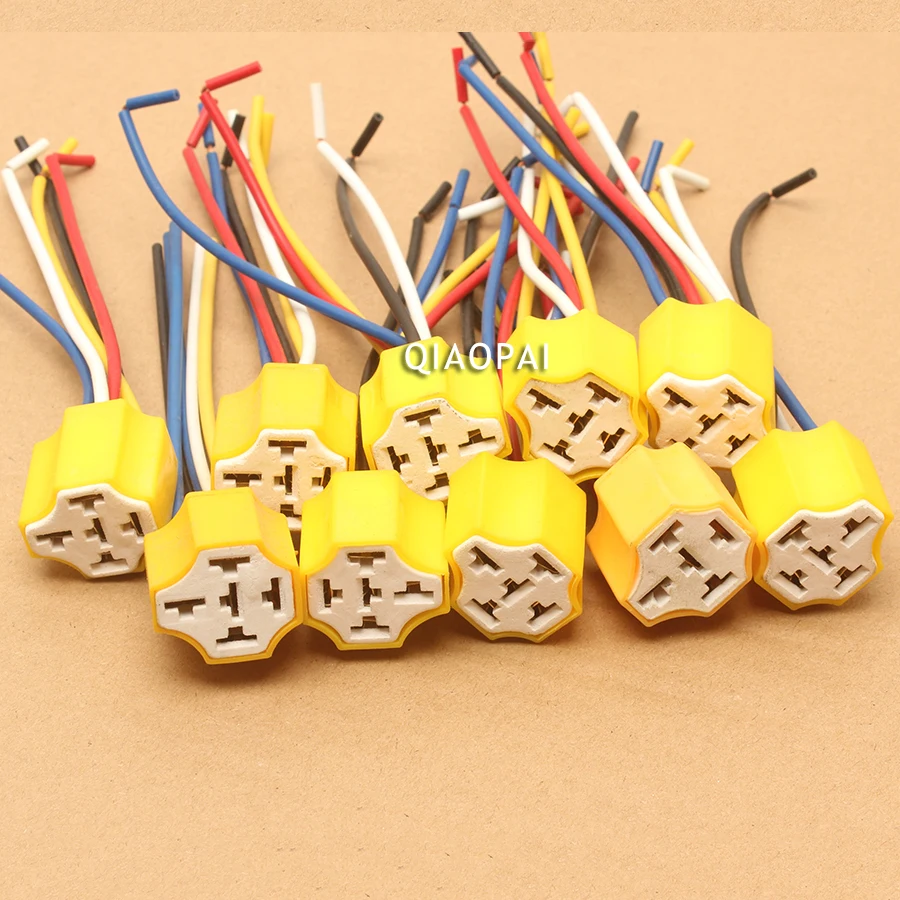 10pcs Universal Ceramics 12V Relay Socket 5P Moto Automotive Relay