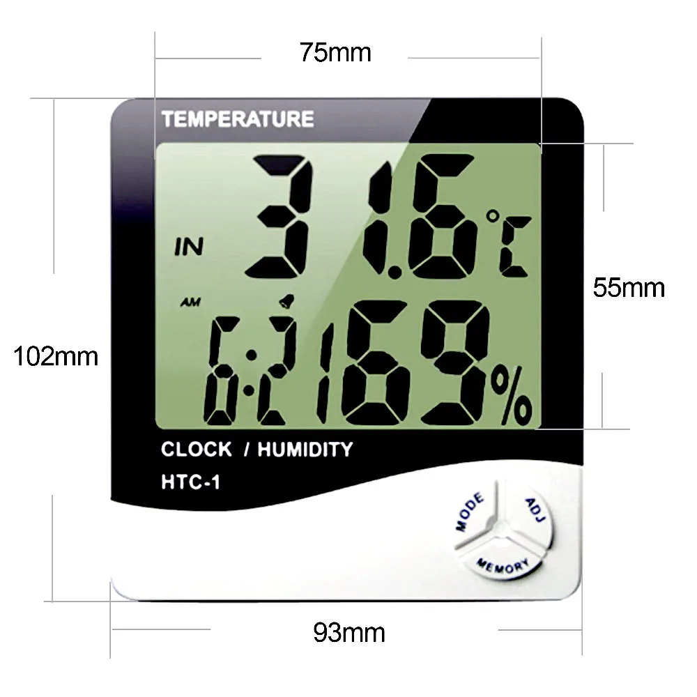 SKU8147 Termómetro digital Higrómetro Temperatura interior exterior Medidor  de humedad C / F Pantalla LCD Sensor Sonda Estación meteorológica -  EasyElectronicsECE