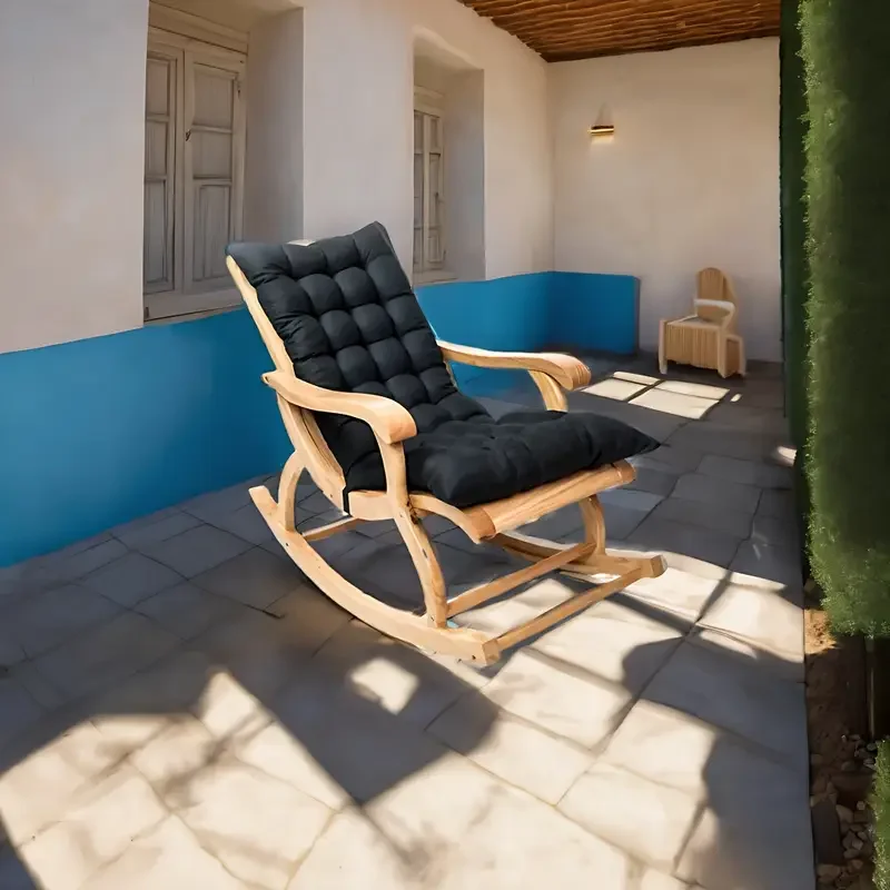 Thick Wicker Rocking Chair Pad with Elastic Band - All-in-One Black & Gray Cushion for Rocking Chairs, Dining Chairs, Armchairs