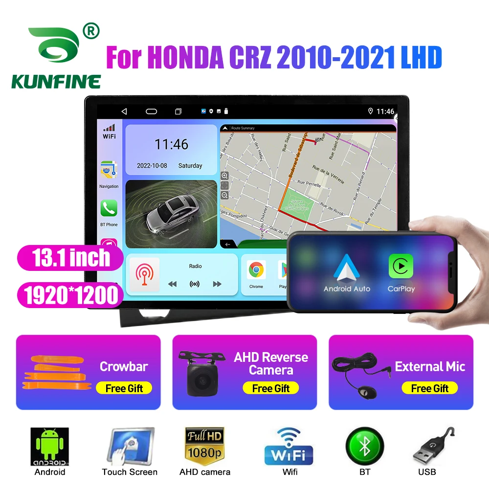 

Автомобильный радиоприемник 13,1 дюйма для HONDA CRZ 2010-2021 LHD, автомобильный DVD GPS-навигатор, стерео Carplay, 2 Din, Центральный Мультимедиа, Android, авто