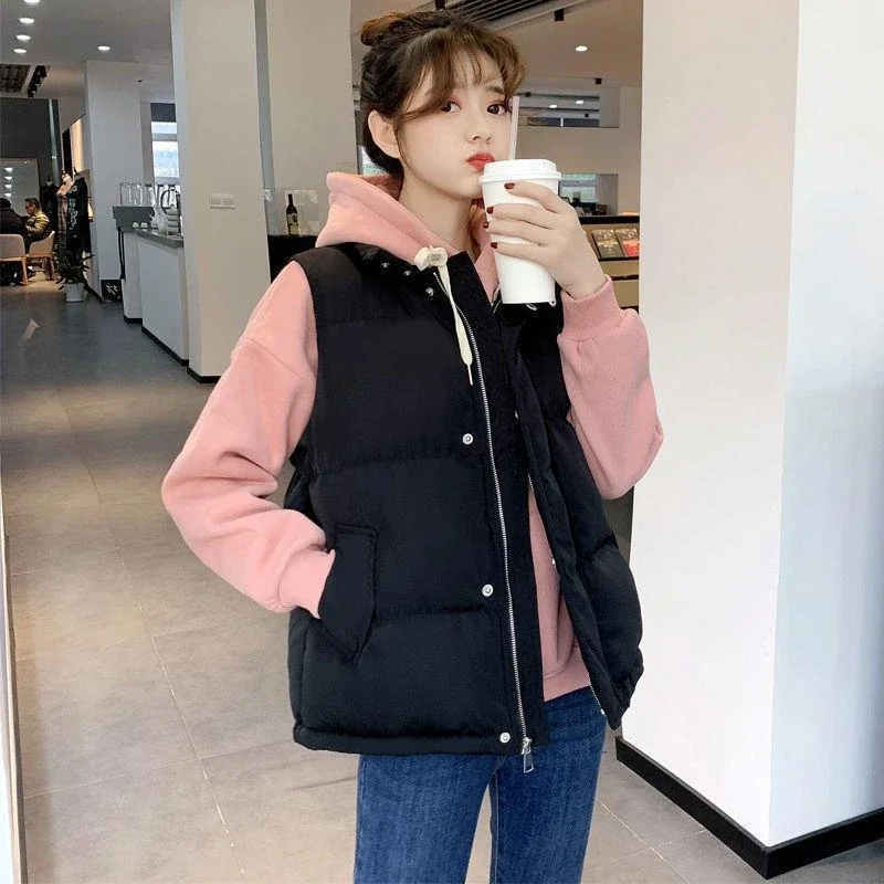 Solid Oversized Vest Jacket 2022 Fall Winter Women Loose Korean Sleeveless Down Jackets Thicken Warm Female Vests Cotton Coats
