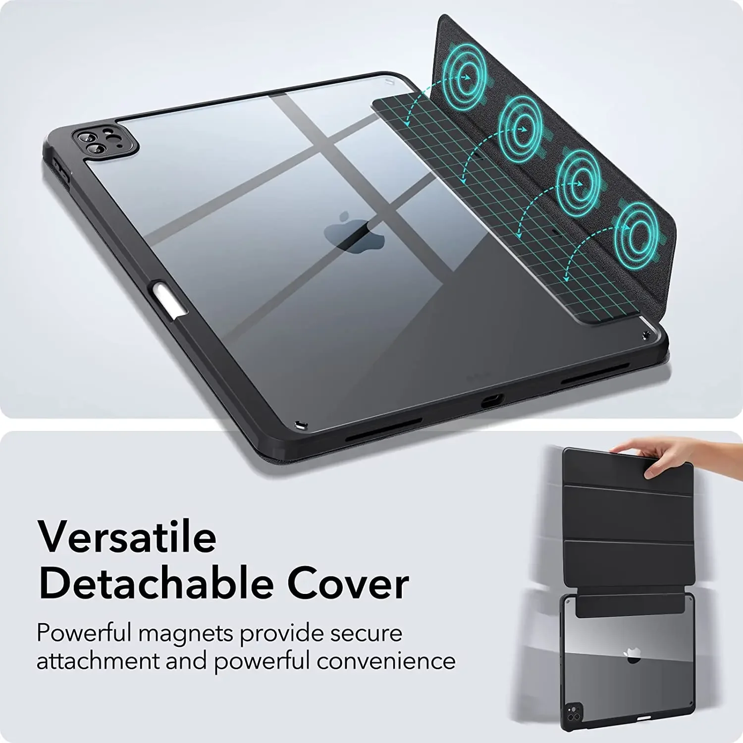 Capa Magnética Destacável para Ipad Pro Tampa Traseira Rígida para pc com Suporte para Lápis 129 6ª 5ª 4ª 3ª Geração 2023 2023 2023 - Imagem 4