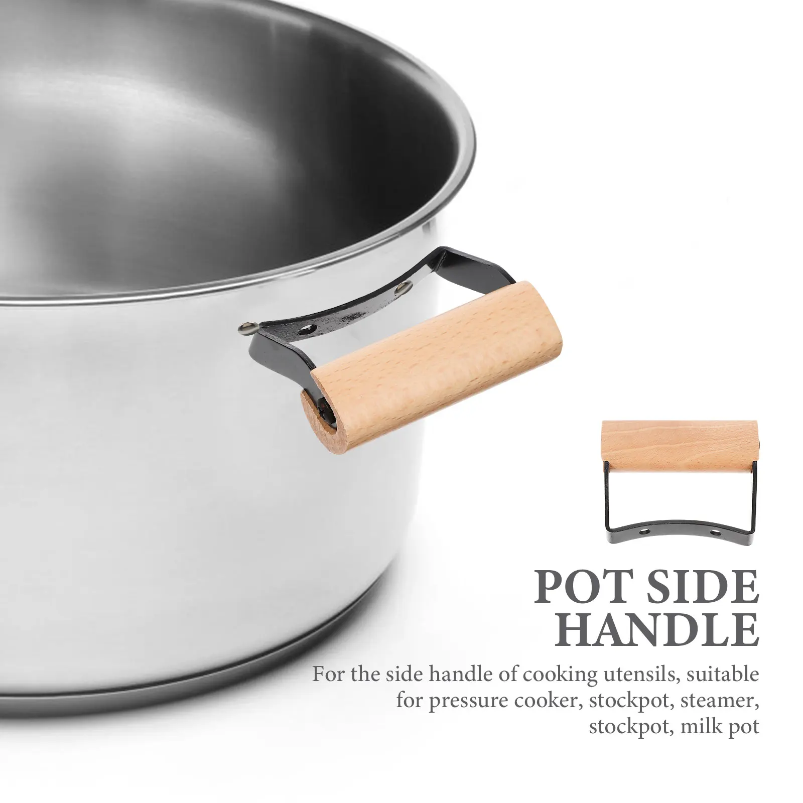 2Pcs Pot Handle Anti-Scald Pot Handle Heat-Resistant Steam Side Replacement Wood Supplies Wok Water Boiler