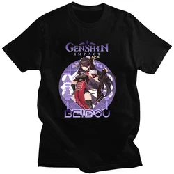 Genshin Impact Beidou Japanese Style Summer T - Shirt - 100% Cotton Short Sleeve - XXL (Black)