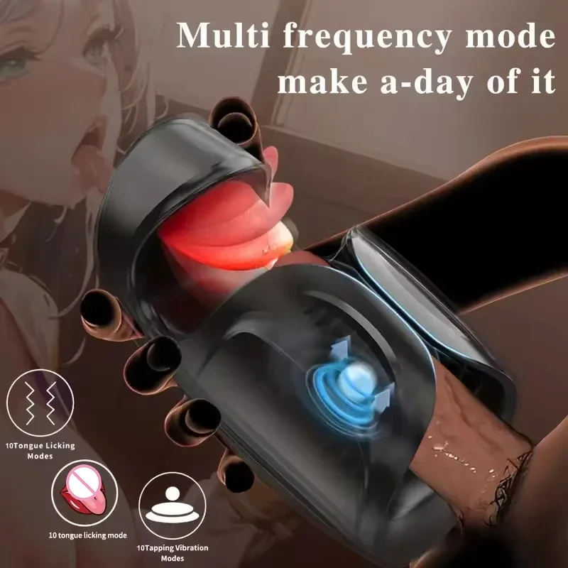 Männer Penis Verzögerung Trainer Männlichen Vibrator Zunge Lecken Eichel Stimulator Verzögerung Exerciser Sex Spielzeug für Männer Erwachsene Waren Masturbator 1