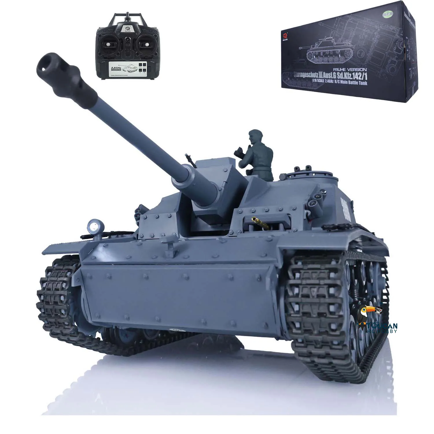 In Stock Heng Long HL 1/16 German Stug III RTR RC Tank 7.0 Plastic 3868 Machine Gun Smoking Remote Control Military Car Toys 2