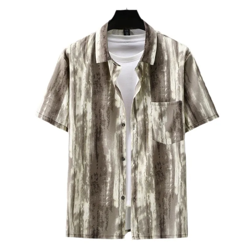 

11XL Summer plus size fashion casual trend short-sleeved shirt man loose printing versatile male men shirt Large 10XL