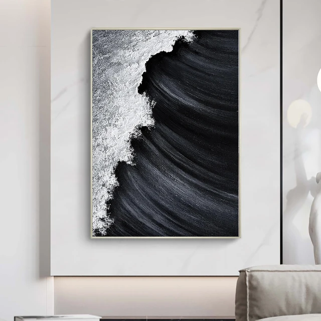 Thick Acrylic Black White Canvas Painting Art Hand Painted Abstract  Textured Wall Painting Art On Canvas Modern Home Decor Piece - Painting &  Calligraphy - AliExpress