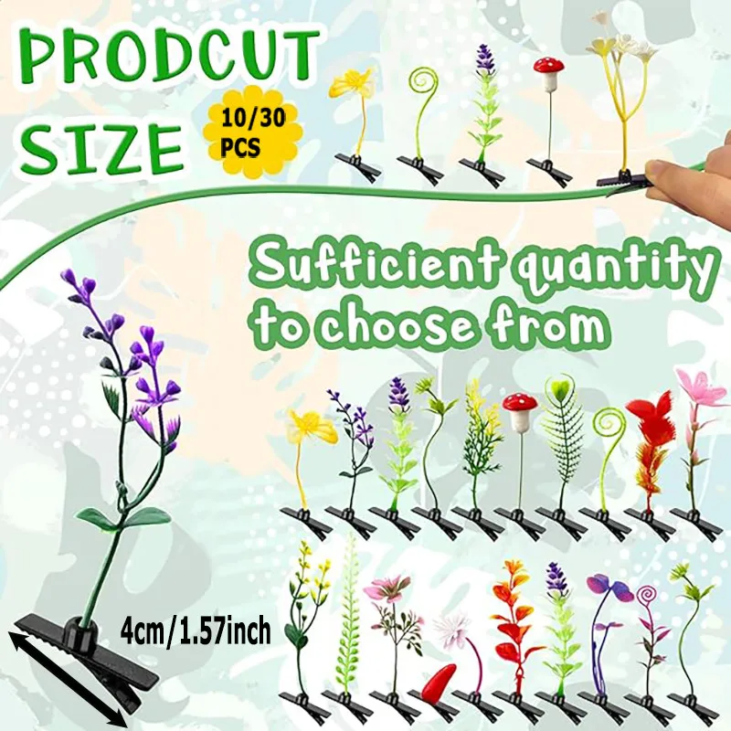 10/30PCS Mixed Random Style Grass Lady Decorative Headwear, Fashionable and Funny Floral Plant Hair Clips Hair Accessories
