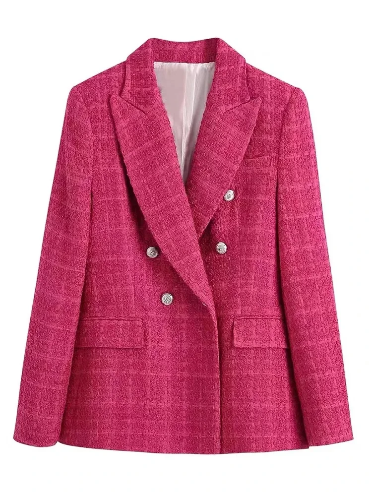 Veste Blazer Femme NOTATIONS Taille L - Tweed Noir Blanc Rouge, 3 Boutons - Neuf Sans étiquettes