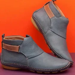 Women's Waterproof Slip - On Flat Ankle Boots - Stylish & Comfortable Winter Footwear - 38 (GRAY)