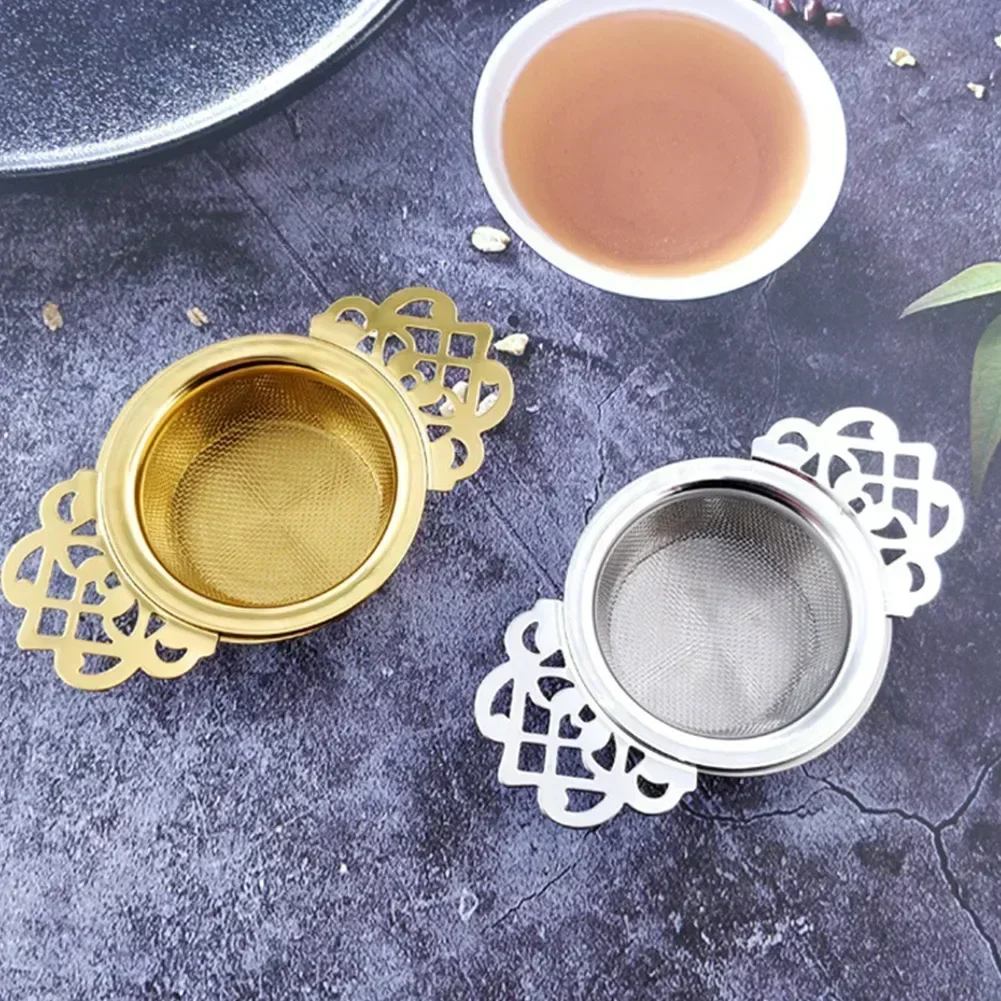 Double Ear Spice Infuser Filter Loose Leaf With Drip Bowl Tea Strainer Tea With Double Wing Handles Stainless Steel Kitchen Tool tea infuser