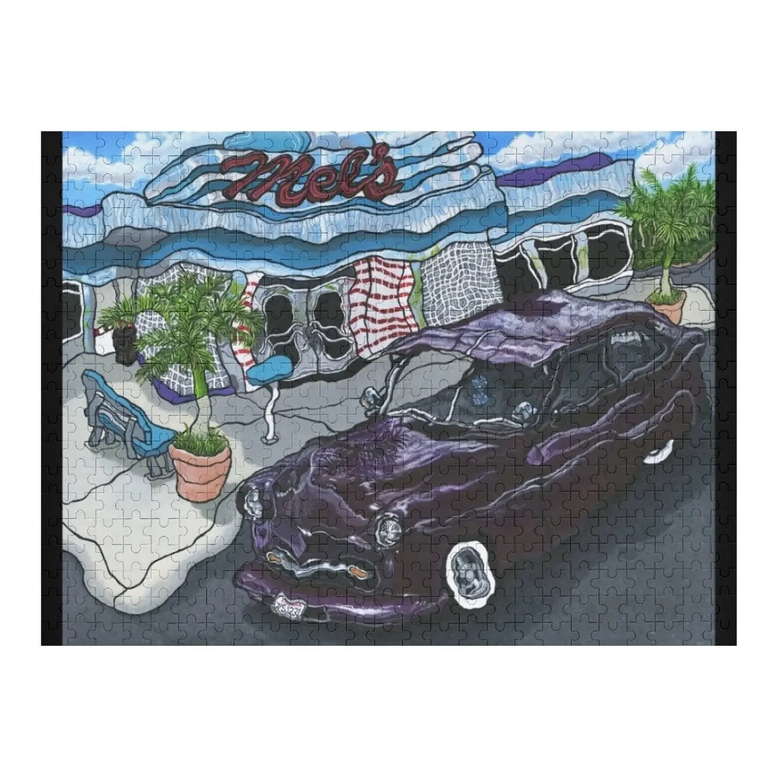 Mel's Diner ~ Painting by Dawn Langstroth ?2018 Jigsaw Puzzle Personalised Name Photo Custom Name Wood Jigsaw Custom Puzzle mel s diner painting by dawn langstroth 2018 jigsaw puzzle personalised name photo custom name wood jigsaw custom puzzle