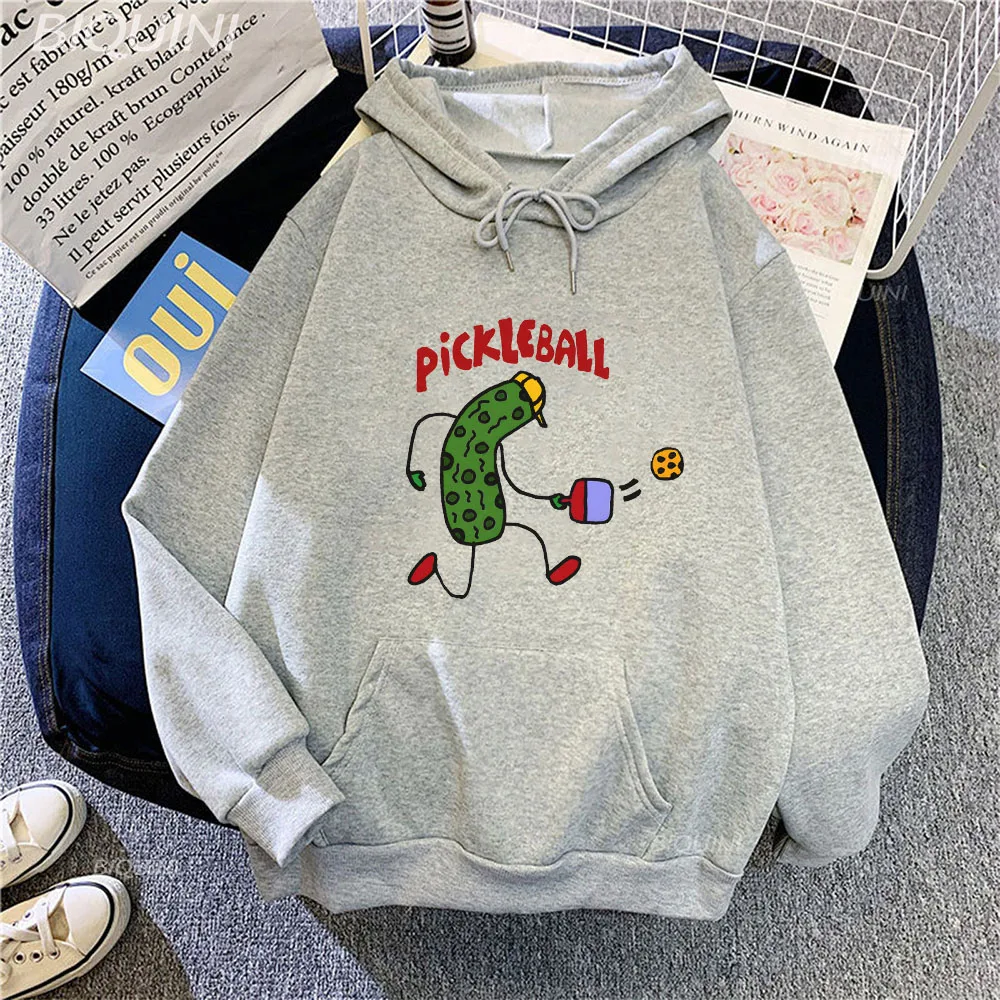 

Funny Pickle Playing Pickleball Hoodies for Men/Woman Cartoon Printed Sweatshirts 2022 Winter Long Sleeve Popular Kawaii Hoddy