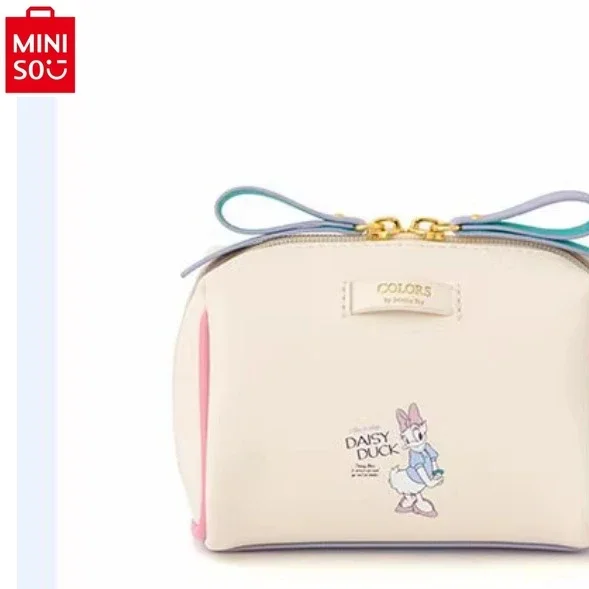 MINISO Disney Daisy Printed Fashion Women's Sweet Portable High Quality Multi functional Makeup Storage Handbag