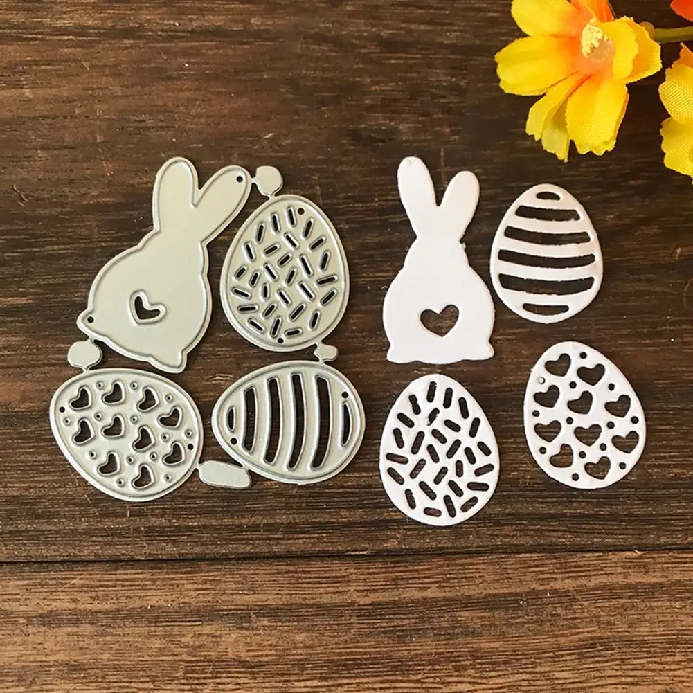 Pascua De Pascua TRIO TRIO DIES | Adorables Cortes De Troqueles De Metal De Conejo Para La Fabricación De Tarjetas Y álbumes De Recortes (110x78 Mm