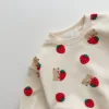 Spring & Autumn Cute Set Baby Girls Fashion Strawberries Pullover Tops + Cotton Sweatpants Boys 2pcs Suit High Quality Tracksuit 4