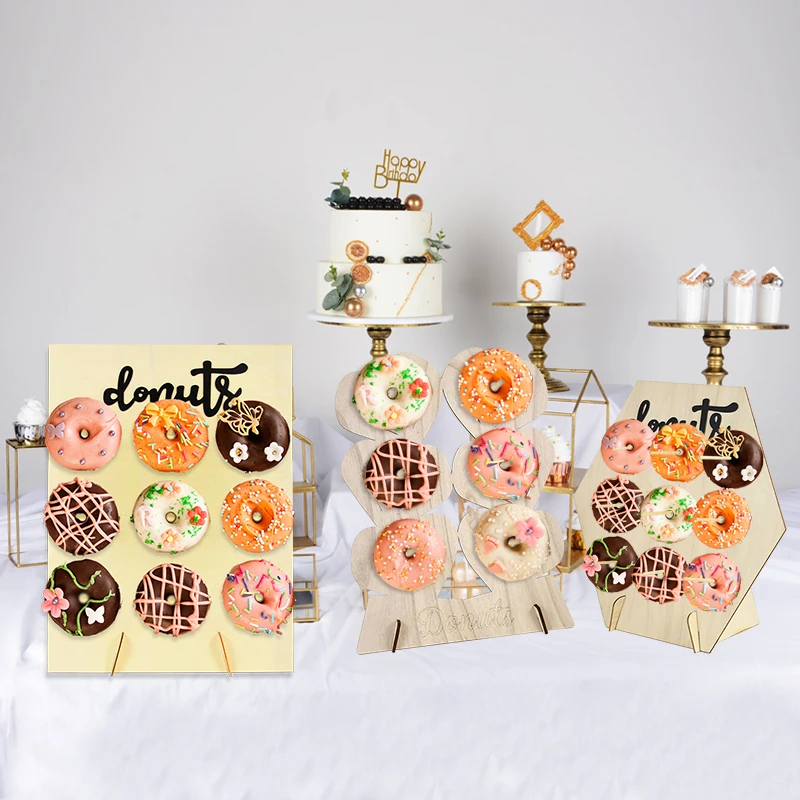 

Multi Styles Wooden Doughnut Wall Display Stand Party Baby Shower Kids Birthday Favors Wedding Table Decor Donut Holder Board