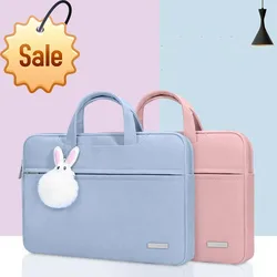Sac d'ordinateur portable pour femmes 11 15.6 pouces, ajoutez un petit sac de rangement, pendentif lapin, sac de bureau pour étudiant, sac à main pour ordinateur portable 