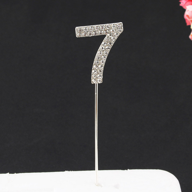 Topper Happy Birthday Party Glitter Alloy Rhinestone 1-9 Number Baby Shower Birthday 1 Year Birthday Digital Diy Cake Decor