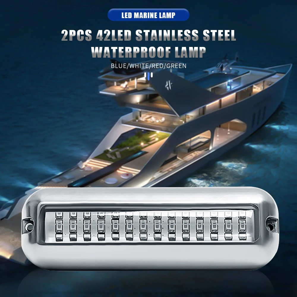 Marine Boat Lights 2Pcs 5 Inch Yacht Underwater Light 42 LED Navigation Light for Truck Boat Stern Anchor Lamp
