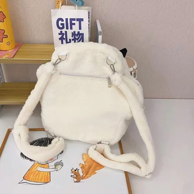 Cute Cat Paw Plush Backpack with Adjustable Straps Soft Furry Purse JK Girls Bag Cartoon Backpack for Women Girls