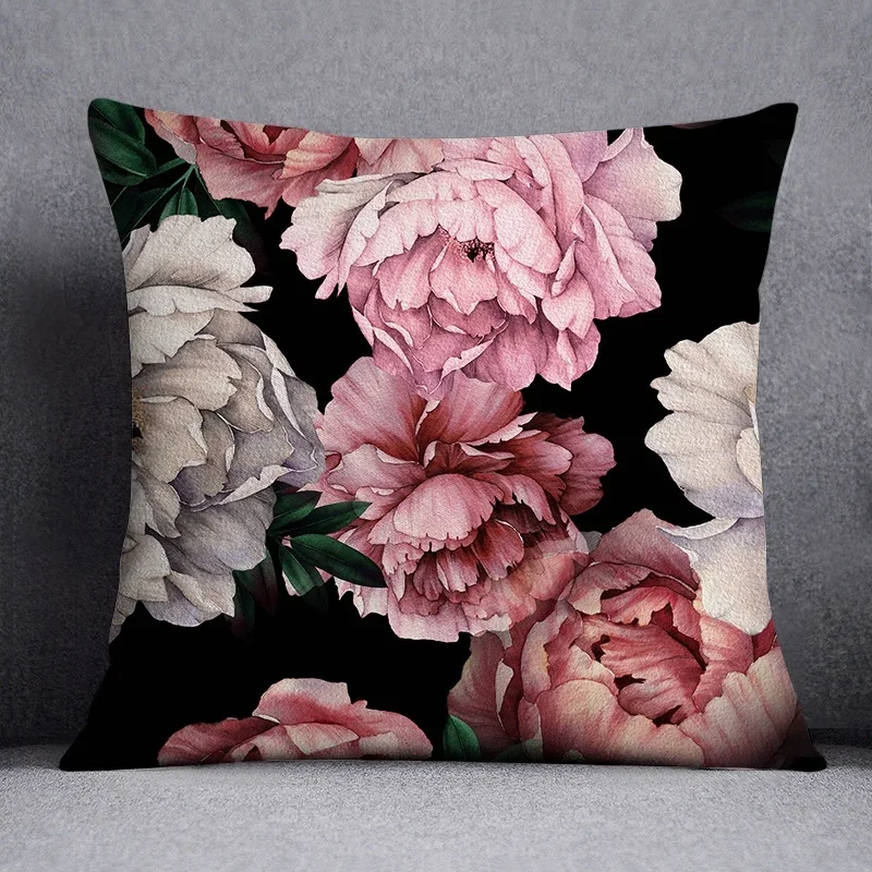 thumbnail image 1 of Funda de almohada decorativa cuadrada clásica de moda con diseño de rosas para sala de estar, sofá, cojín, decoración del hogar, 1 of 5