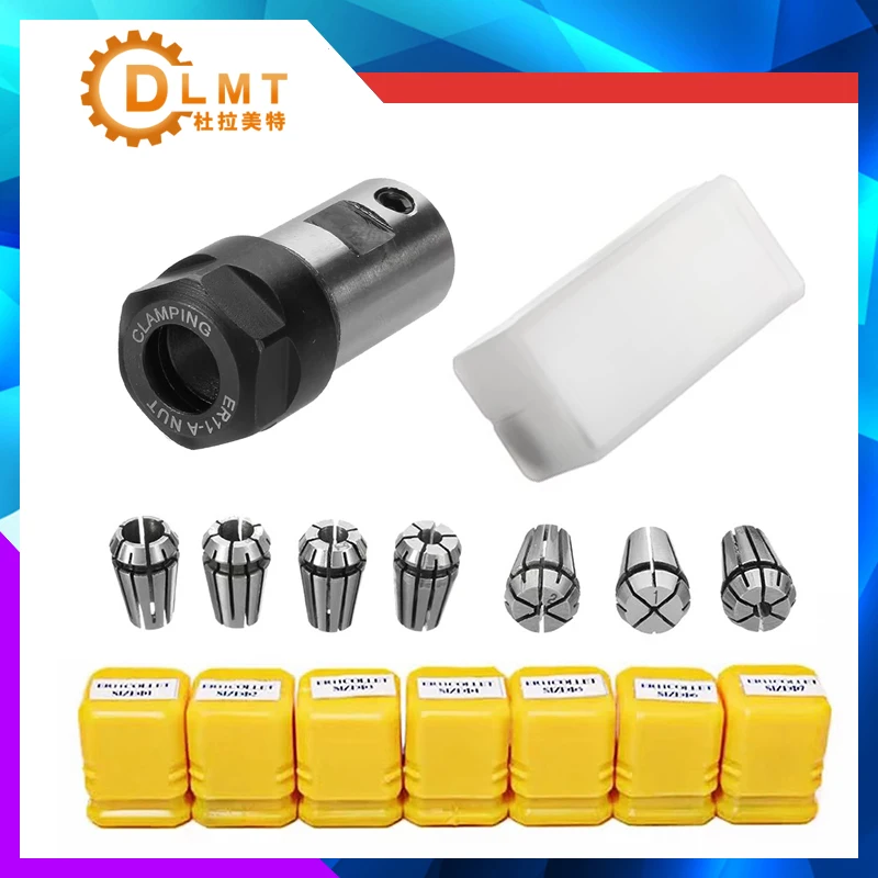 Set ER11 ER16 ER20 Chuck Collet Spindle Motor Shaft Extension Rod Spindle + Spring Collet Set For CNC Lathe Engraving Tools