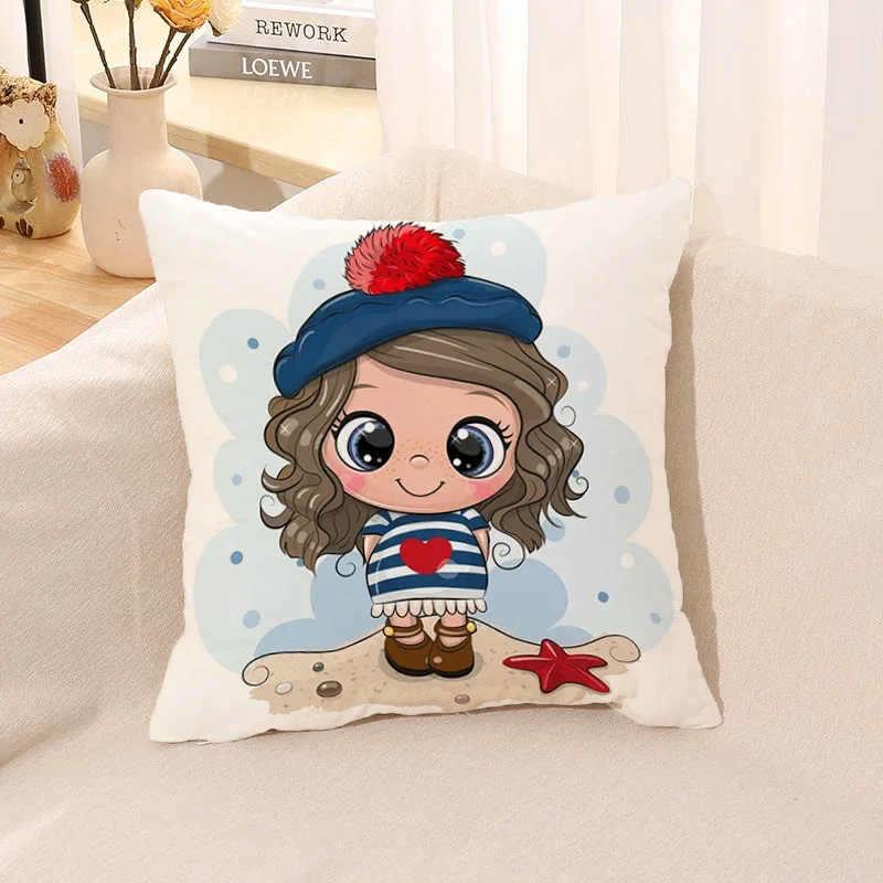 

Decorative Cushion Covers for Bed Pillows Square Anime Pillow Cover Car Cute Baby Girl Fall Decor Sofa Cushions 45x45 Pillowcase