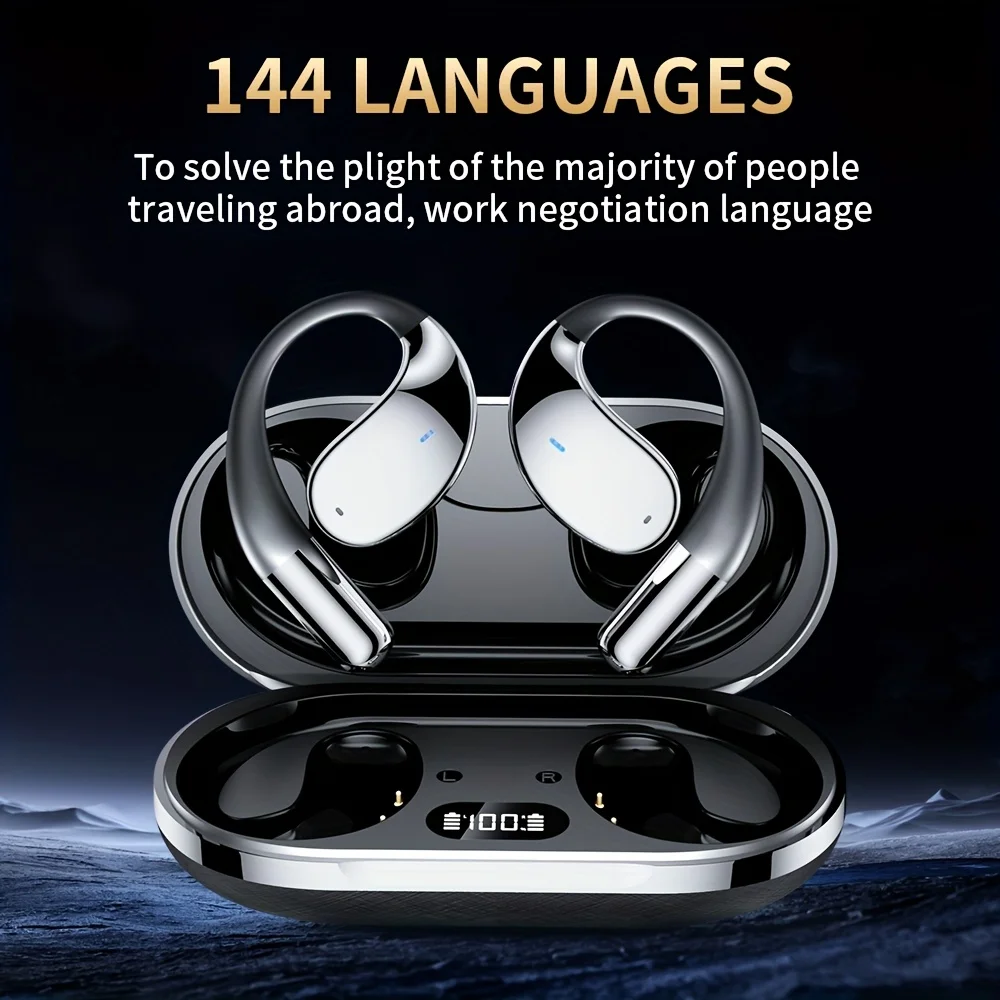 AI translation headset, bone conduction wireless headset, real-time translation in 144 languages, intelligent noise cancellation 3