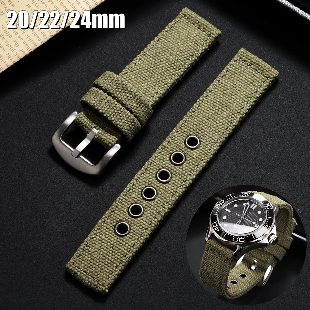 Universal Denim Canvas Nylon Watch Band - Comfortable Woven Strap for Sport and Military Styles