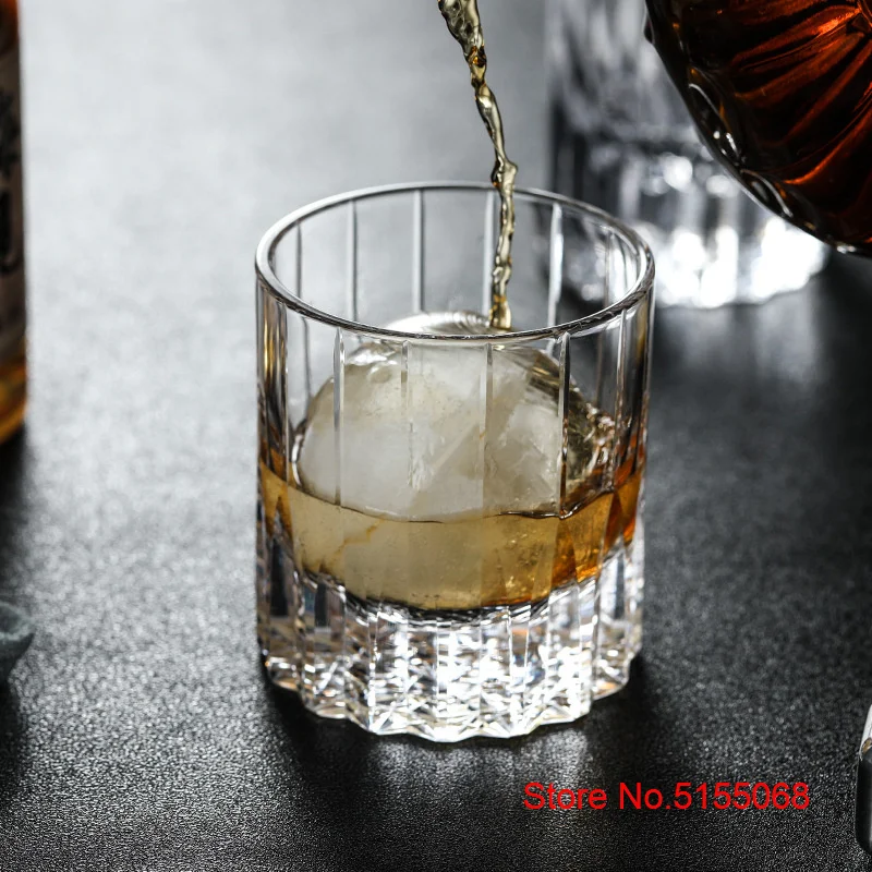 Modern Upscale Asterism Old Fashioned Whiskey Tumbler Hand Carve Kaleidoscope Crystal Whisky Collins Highball Glass XO Wine Cup Glass Cup