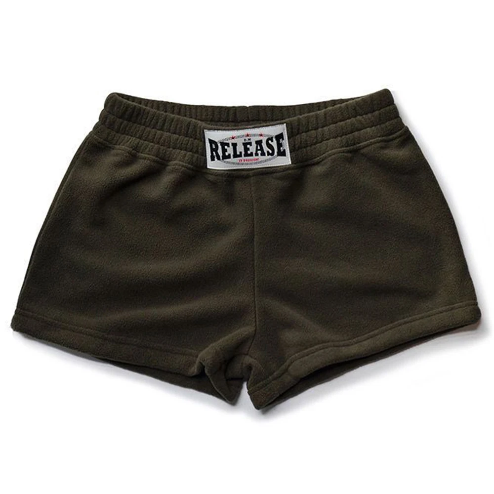 Mens Sexy Solid Color Polar Fleece Shorts 2024 Spring New Fashion Home Simple Warm Loose and Comfortable Shorts for Men