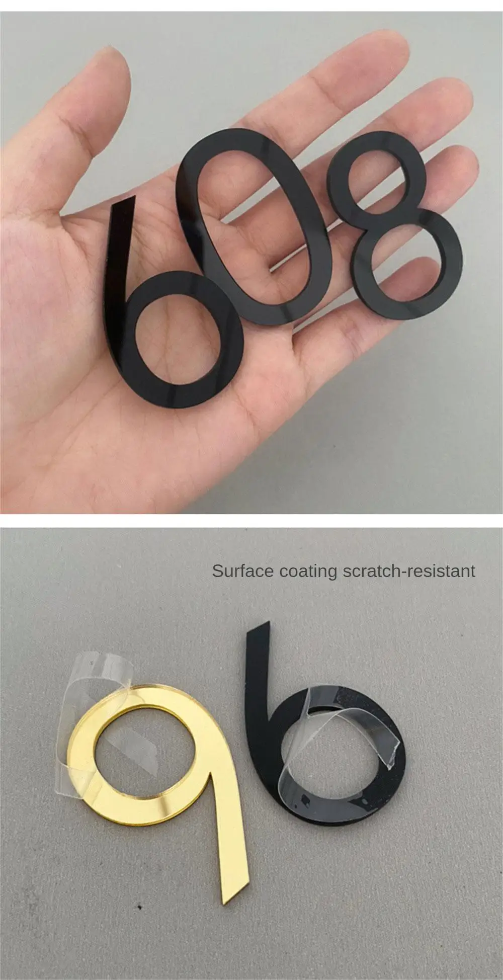 Description Picture 2 of item3D Numeral Door Plaque Self Adhesive Modern Door Number For Exterior House Apartment Plaque Mailbox Address Digits Sticker Sign
