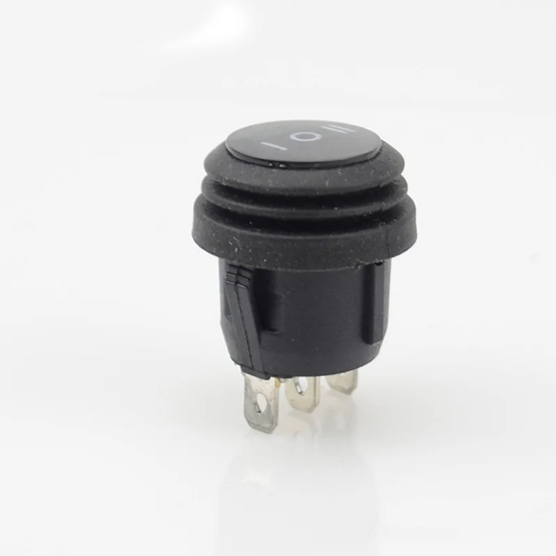 1pcs Black Waterproof 3 Position SPDT Round Boat Rocker Switch 3Pins ON/OFF/ON 6A/250V 10A/125V AC