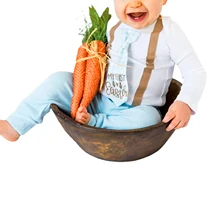 My 1st Easter Newborn Kids Baby Clothing Three Piece Casual Set Tie Decor Lettering Bodysuit Elastic Waist Pants Matching Hat