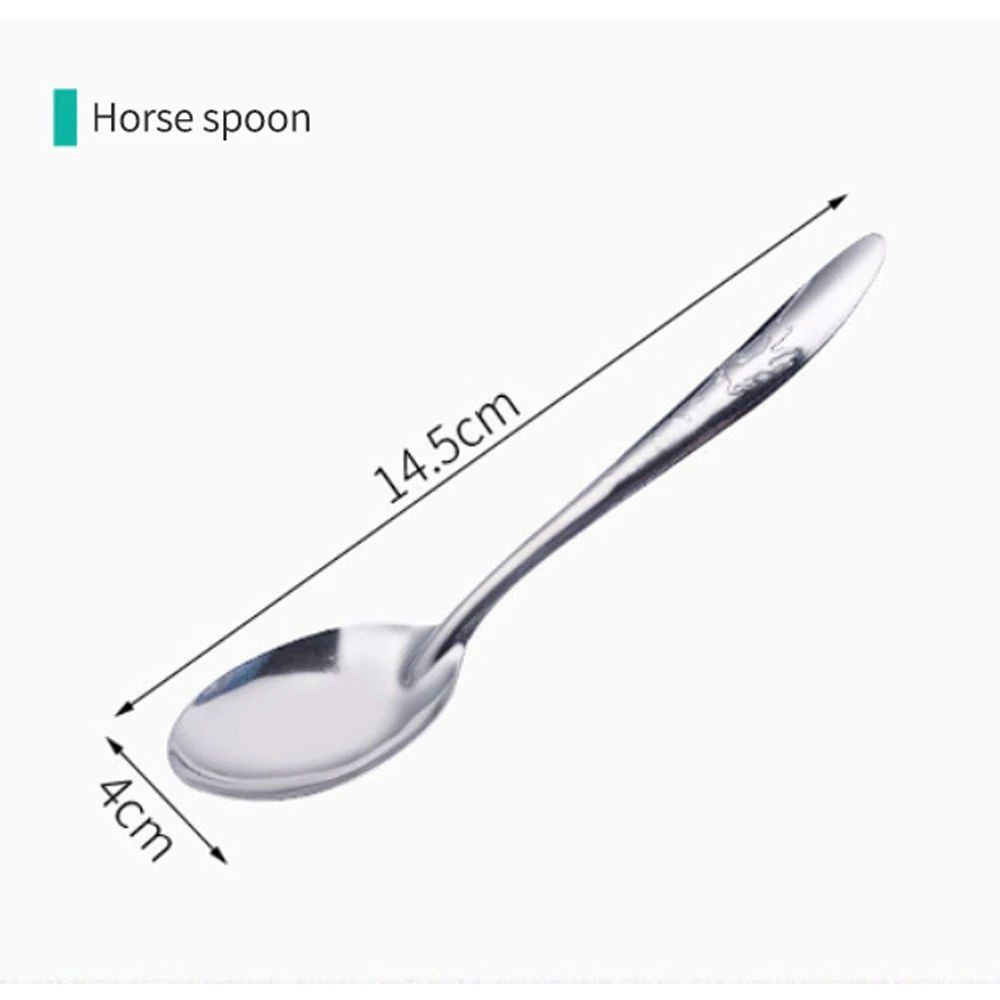 1~10PCS Stainless Steel Spoon Tableware Soup Rice Tableware Flat SpoonFlat Spoon Chinese Deepened Large Capacity Mirror