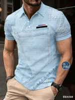 Nouveau en grande taille hommes sans DENIM 3D Golf Polo Simple affaires à manches courtes revers Polo quotidien fête vêtements pour hommes 2