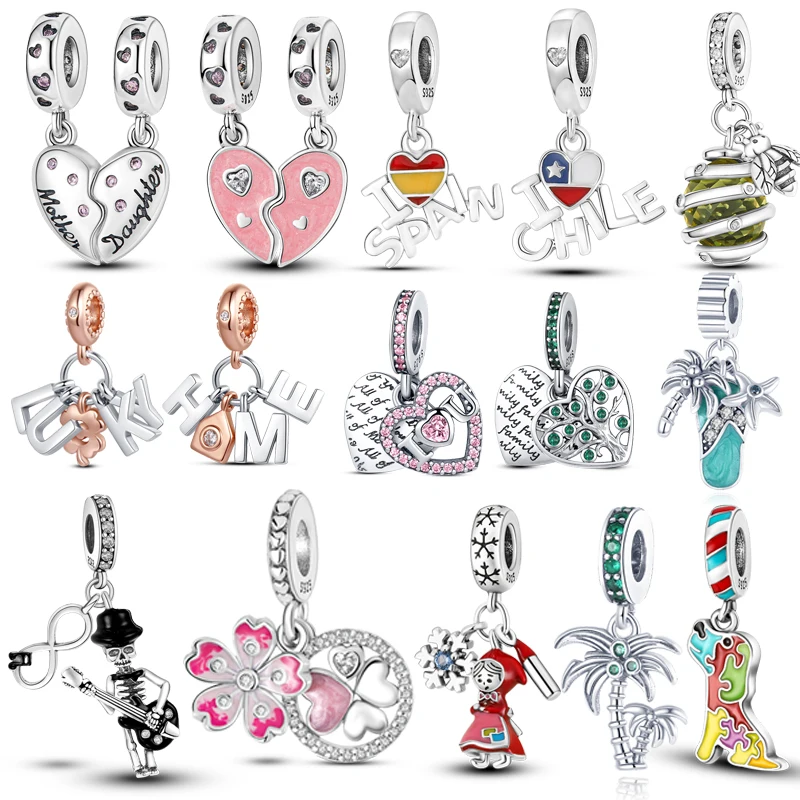 

925 Sterling Silver Tree Mom Charms Love Pendant Fit Original Pandora Bracelet Charms DIY Bead Fine Jewelry for Women Gift 2022