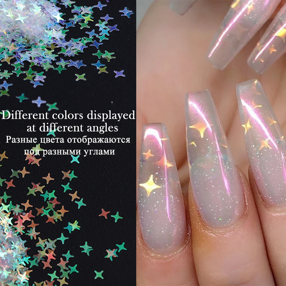Holographic Nail Glitter Butterfly Star Round Heart Flake Mirror Sequins Gradient Mermaid Ultra Thin Slice Decoration SA1591