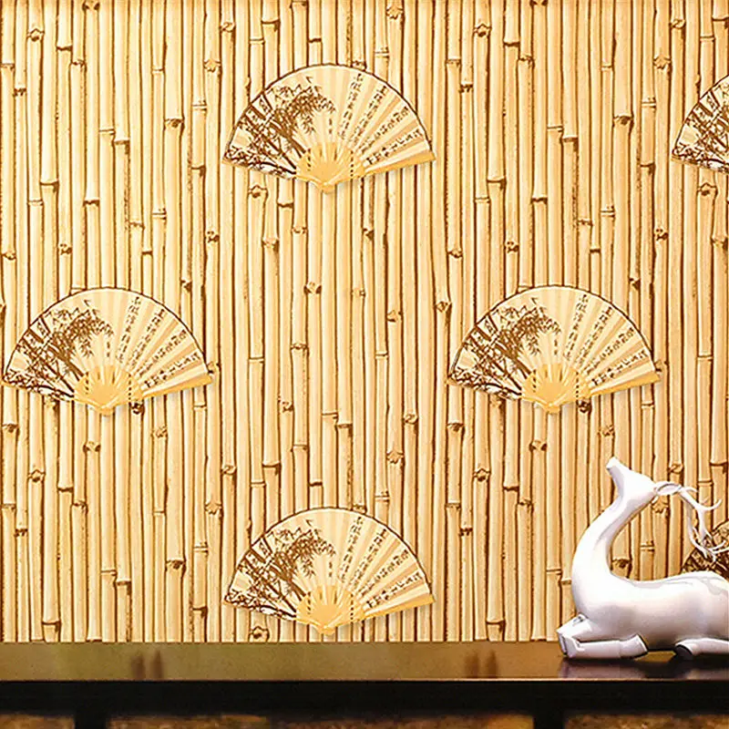 

3d Bamboo Wallpaper TV Sofa Background Classical Chines Style Fan Wallpaper Teahouse Study Hotel Restaurant Wall Decoration
